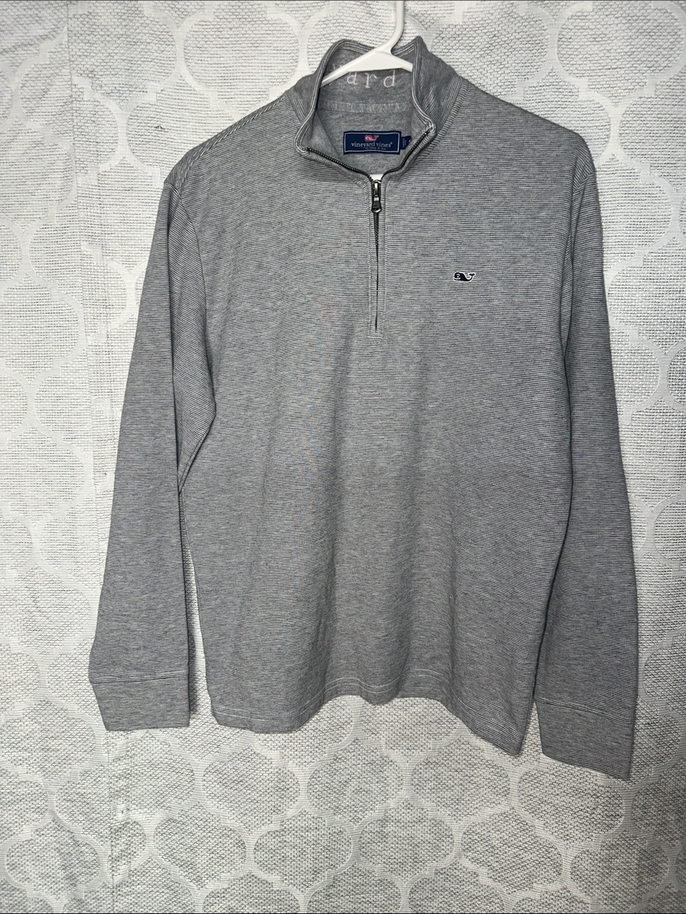 Vineyard Vines Quarter Zip Pullover Men's Size Small Gray Heather Whale Knit